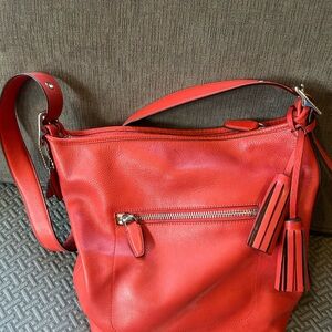 Coach Orange/Red Leather Shoulder Bag